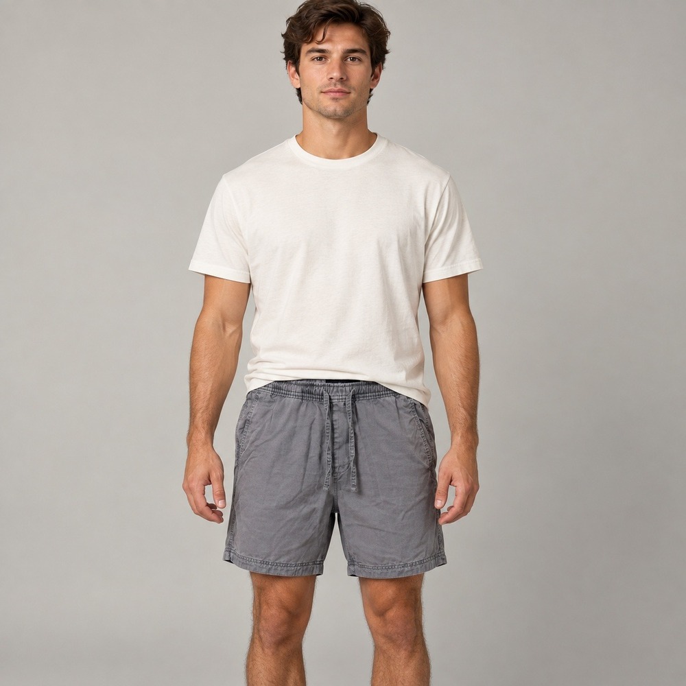 Abercrombie & Fitch Mens Small Grey Elastic Waist Drawstring Twill Shorts 5.5"
